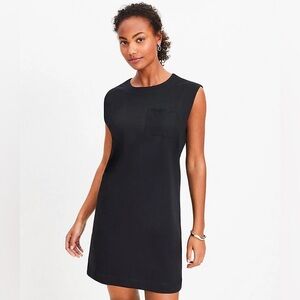Ann Taylor LOFT Petite Pocket Muscle Tee Dress in Black size XXSP NEW